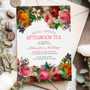 Invitation Thé Floral Vintage Mariage de l'après-midi