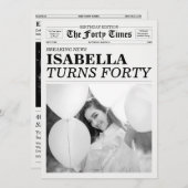 Invitation The Forty Times Newspaper 40th Birthday Party (Devant / Derrière)