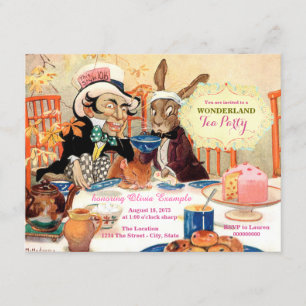 Invitation Thé fou Alice de chapelier en fête d'anniversaire