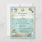 Invitation Thé fou d'anniversaire du pays des merveilles de (Dos)