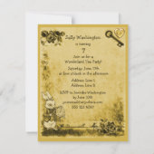 Invitation Thé fou jaune d'anniversaire du pays des (Dos)