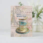 Invitation thé français d'anniversaire de jardin de pays (Debout devant)