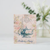 Invitation thé français d'anniversaire de jardin de pays (Debout devant)