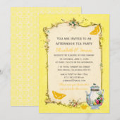 Invitation Thé français vintage jaune (Devant / Derrière)