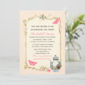 Invitation Thé français vintage rose (Debout devant)
