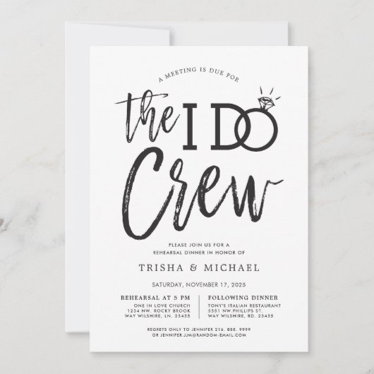 Invitation The I Do Crew | Soirée de répétition de mariage (Devant)