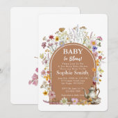 Invitation Thé Jardin bébé dans le Baby shower en fleurs (Devant / Derrière)