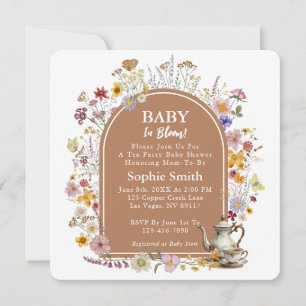 Invitation Thé Jardin bébé dans le Baby shower en fleurs
