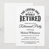 Invitation The Legend has officially retired Retirement party (Devant / Derrière)