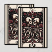 Invitation THE LOVERS Tarot Skeleton Love Roses Numéro de tab (Devant / Derrière)