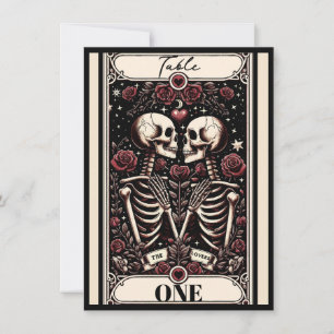 Invitation THE LOVERS Tarot Skeleton Love Roses Numéro de tab