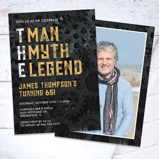 Invitation The Man The Myth The Legend 65th Photo Birthday