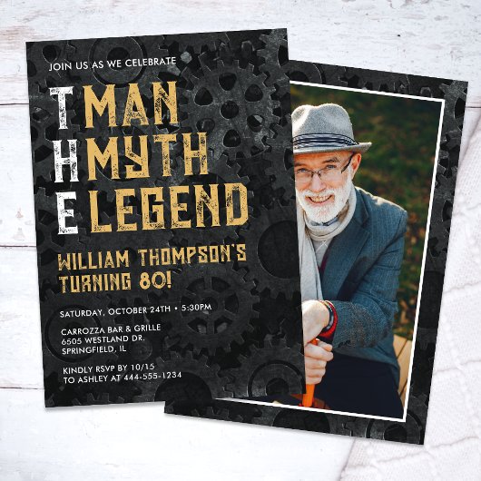 Invitation The Man The Myth The Legend 80th Photo Birthday