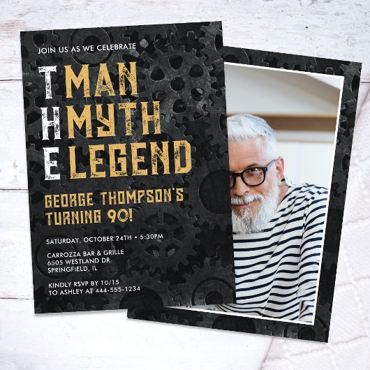 Invitation The Man The Myth The Legend 90th Photo Birthday
