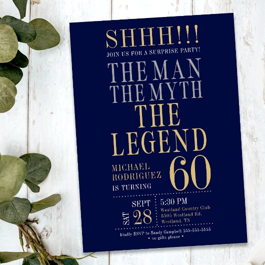 Invitation The Man The Myth The Legend Surprise 60th Birthday