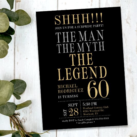 Invitation The Man The Myth The Legend Surprise 60th Birthday