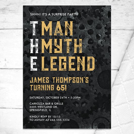 Invitation The Man The Myth The Legend Surprise 65th Birthday