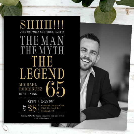 Invitation The Man The Myth The Legend Surprise 65th Birthday