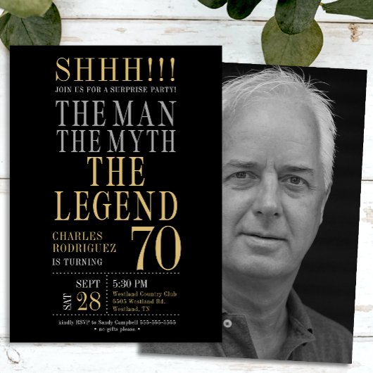 Invitation The Man The Myth The Legend Surprise 70th Birthday