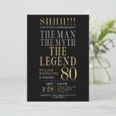 Invitation The Man The Myth The Legend Surprise 80th Birthday (Debout devant)