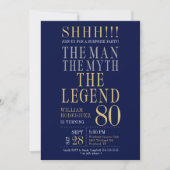 Invitation The Man The Myth The Legend Surprise 80th Birthday (Devant)