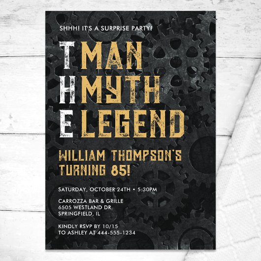 Invitation The Man The Myth The Legend Surprise 85th Birthday