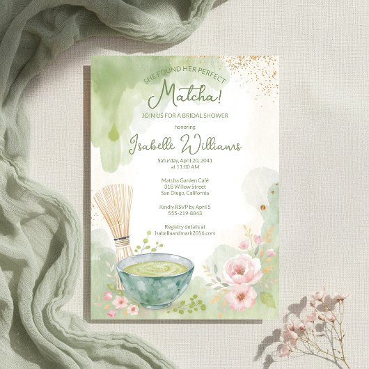 Invitation Thé Mariage Matcha Fête de Thé Vert