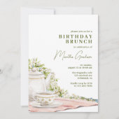 Invitation Thé mignon + Jardin Floral | Élégant Brunch d'anni (Devant)