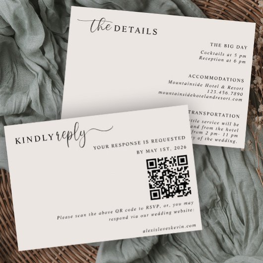 Invitation The Modern Neutral RSVP and Details Card 