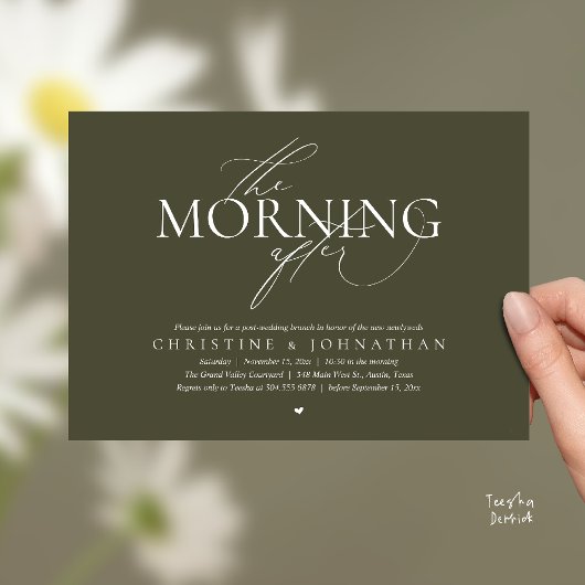 Invitation The Morning After, Post Wedding Brunch Elopement