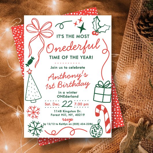 Invitation The Most Onederful Time Of The Year 1st Birthday