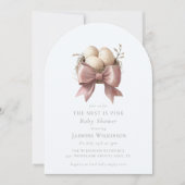 Invitation the nest is pink watercolor minimal baby shower (Devant)