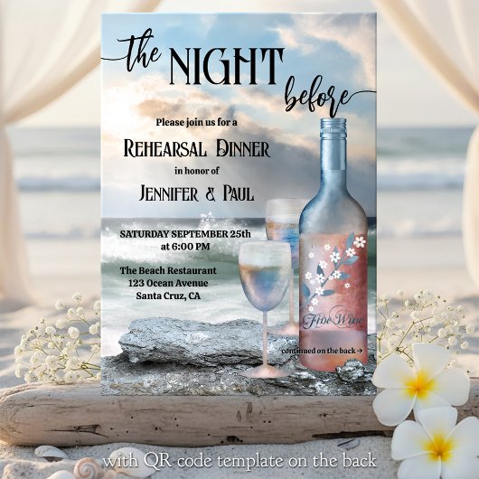 Invitation The Night Before Beach and Wine Rehearsal Dinner