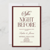 Invitation The Night Before Burgundy Wedding Rehearsal Dinner (Devant)