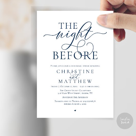 Invitation The Night Before, Classy Wedding Rehearsal Dinner