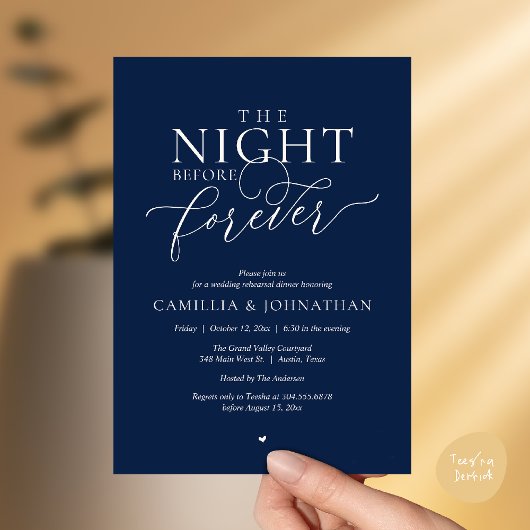 Invitation “The Night Before Forever” Ivory Navy Rehearsal