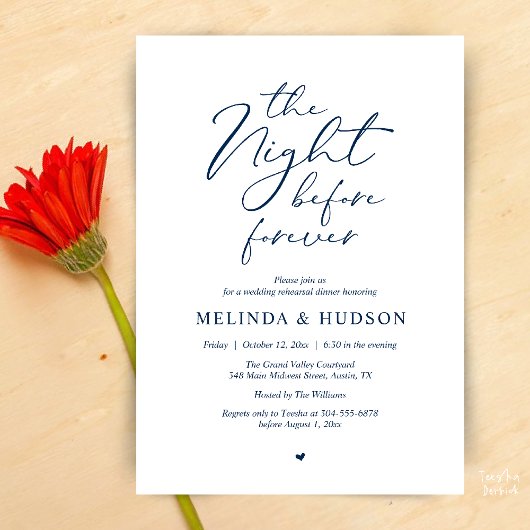 Invitation The Night Before Forever Romantic Rehearsal Dinner