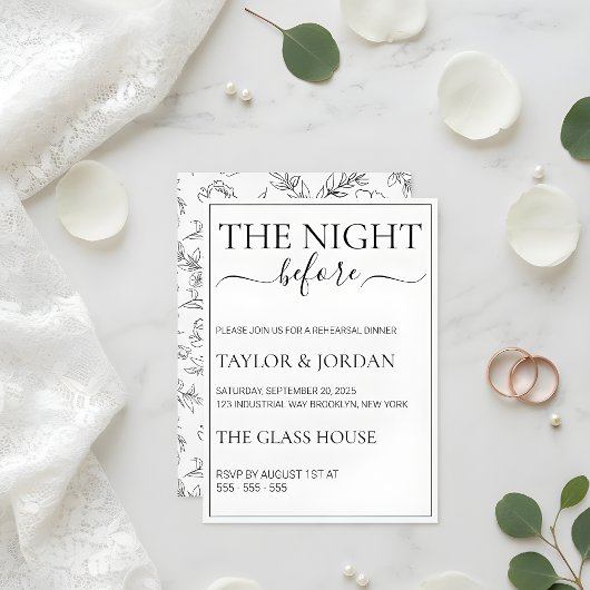 Invitation The Night Before | Minimalist Botanical Rehearsal 