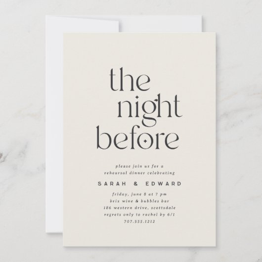 Invitation The Night Before | Minimalist Rehearsal Dinner (Devant)