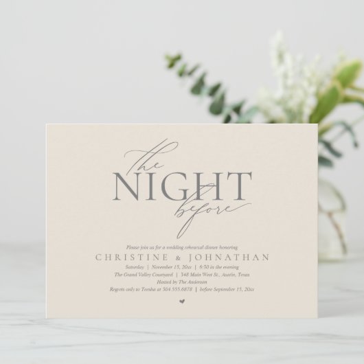 Invitation The Night Before, Modern Wedding Rehearsal Dinner  (Debout devant)