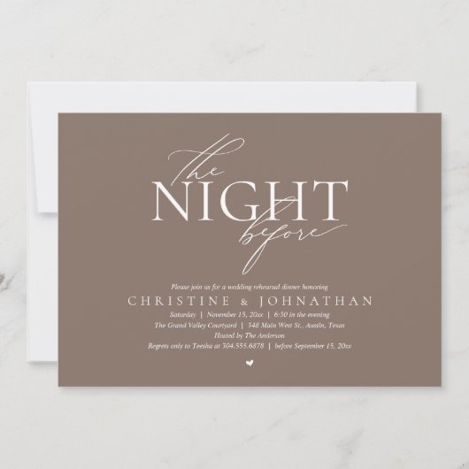 Invitation The Night Before, Modern Wedding Rehearsal Dinner  (Devant)