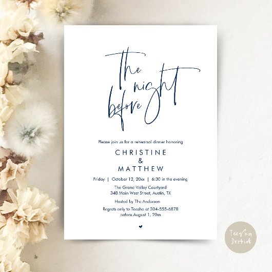 Invitation The Night Before, Modern Wedding Rehearsal Dinner