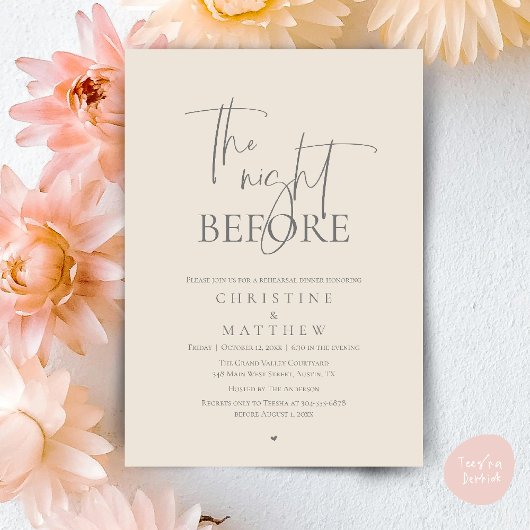 Invitation The Night Before, Modern Wedding Rehearsal Dinner