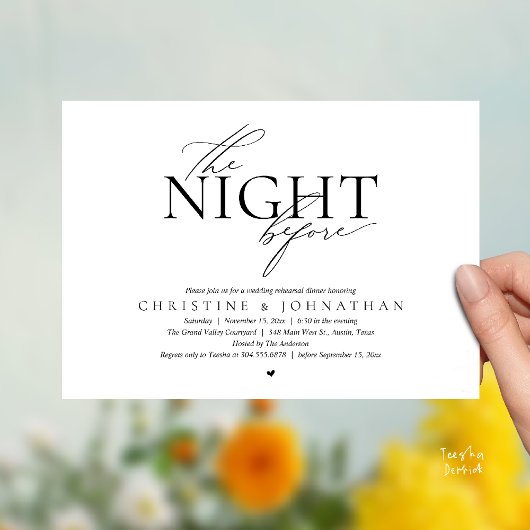 Invitation The Night Before, Modern Wedding Rehearsal Dinner 
