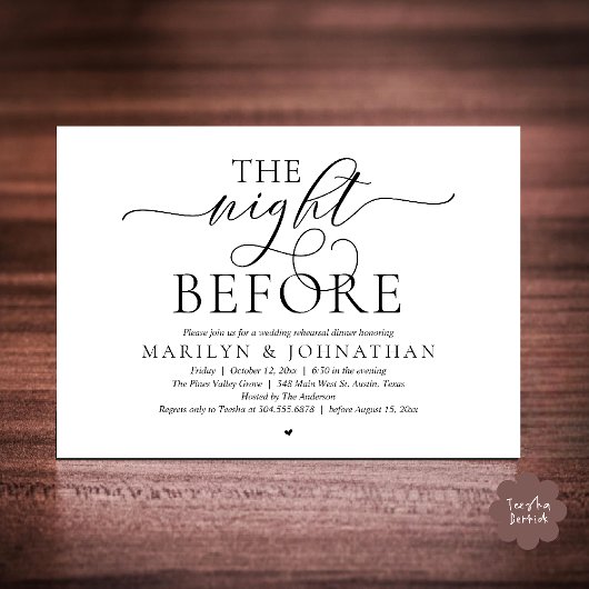 Invitation The Night Before, Modern Wedding Rehearsal Dinner