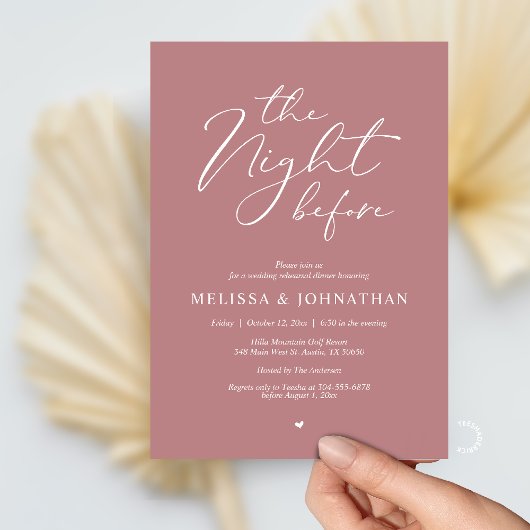 Invitation The Night Before Romantic Wedding Rehearsal Dinner