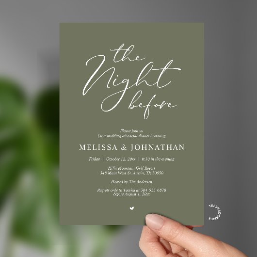 Invitation The Night Before Romantic Wedding Rehearsal Dinner