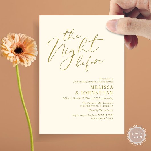 Invitation The Night Before Romantic Wedding Rehearsal Dinner