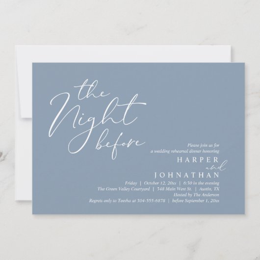 Invitation The Night Before Romantic Wedding Rehearsal Dinner (Devant)