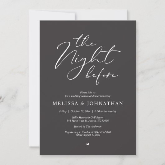 Invitation The Night Before Romantic Wedding Rehearsal Dinner (Devant)